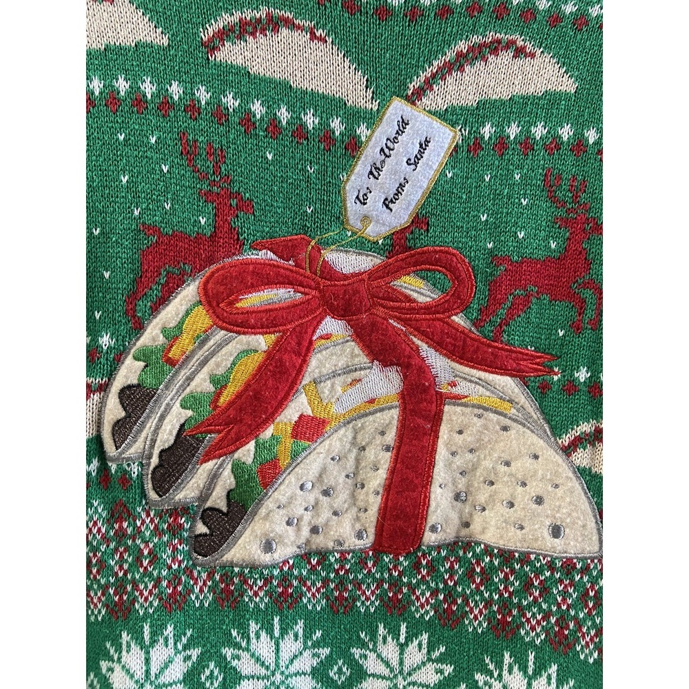 🌮 TACOS Mexican 33 Degrees Men's Small Christmas Long Sleeves Ugly Sweater